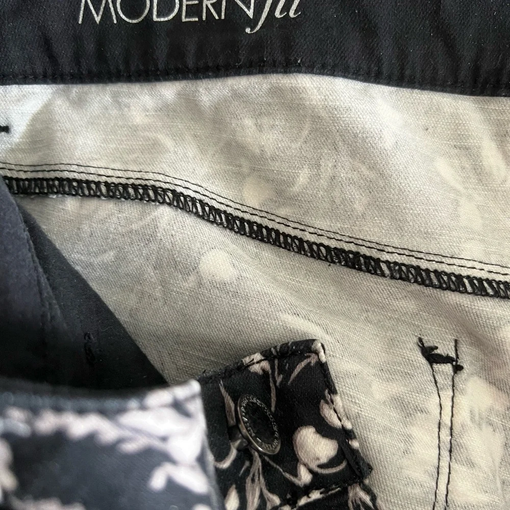Ann Taylor Black and White Floral Jeans